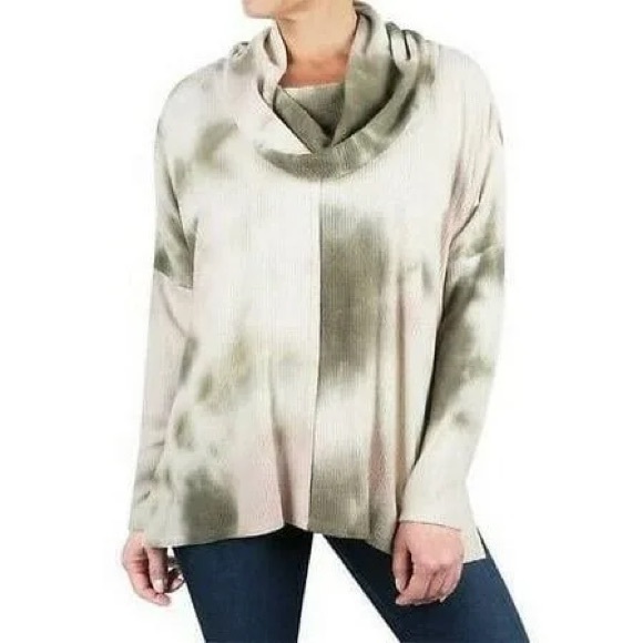 Chenault Sweaters - 2 FOR $20 StatusChenault Oversized Cowl Neck Sweater Hi-Low Tie Dye Green XS NEW